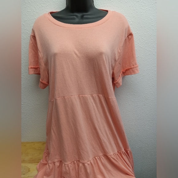 Berryyou Dresses & Skirts - Light Orange/Pink Toned Midi Pocket Dress